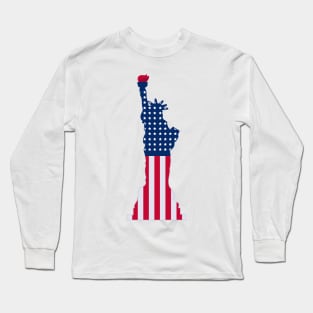 Statue of Liberty US Flag Long Sleeve T-Shirt